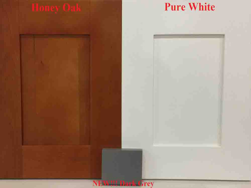 Honey Oak, Dark Grey & Pure White Cabinets